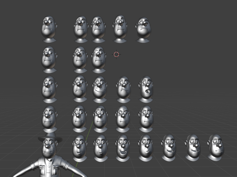 Facial blendshapes for Tadeo Jones built from scratch for Unreal Engine animation